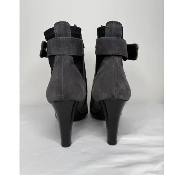 Aquatalia Gray Suede Ankle Booties Size 10 Weatherproof Italian Heel Boots - Picture 7 of 10